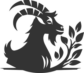 Vector silhouette of a goat animal black