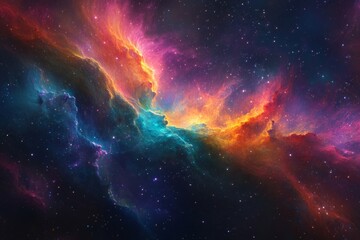Fototapeta premium Cosmic nebulae ablaze with vibrant hues