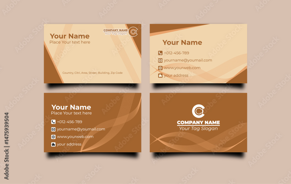 Wall mural a simple flat design business card template set for user interface