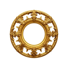 Obraz premium Download golden round ornate frame antique vintage luxury decorative design on transparent background