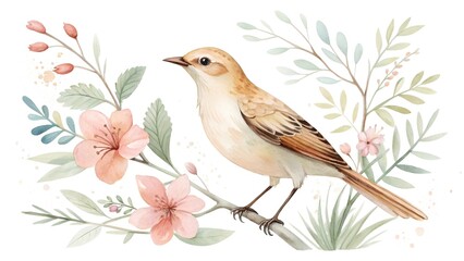 Fototapeta premium tropical beige bird on a white background spring