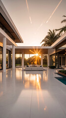 Fototapeta premium afternoon light real estate photo backyard of mansion showing open living room luxurious design estate architecture layout premium stock photo