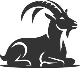 Vector silhouette of a goat animal black