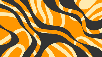 Abstract wavy pattern with black and orange lines