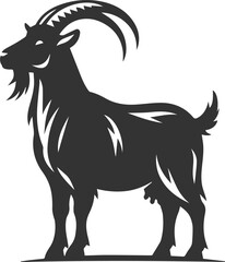 Vector silhouette of a goat animal black
