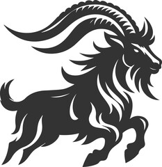 Vector silhouette of a goat animal black