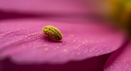 Macro Photography: Pollen Grain on a Pink Petal