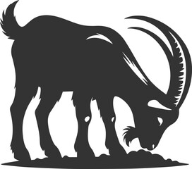 Vector silhouette of a goat animal black