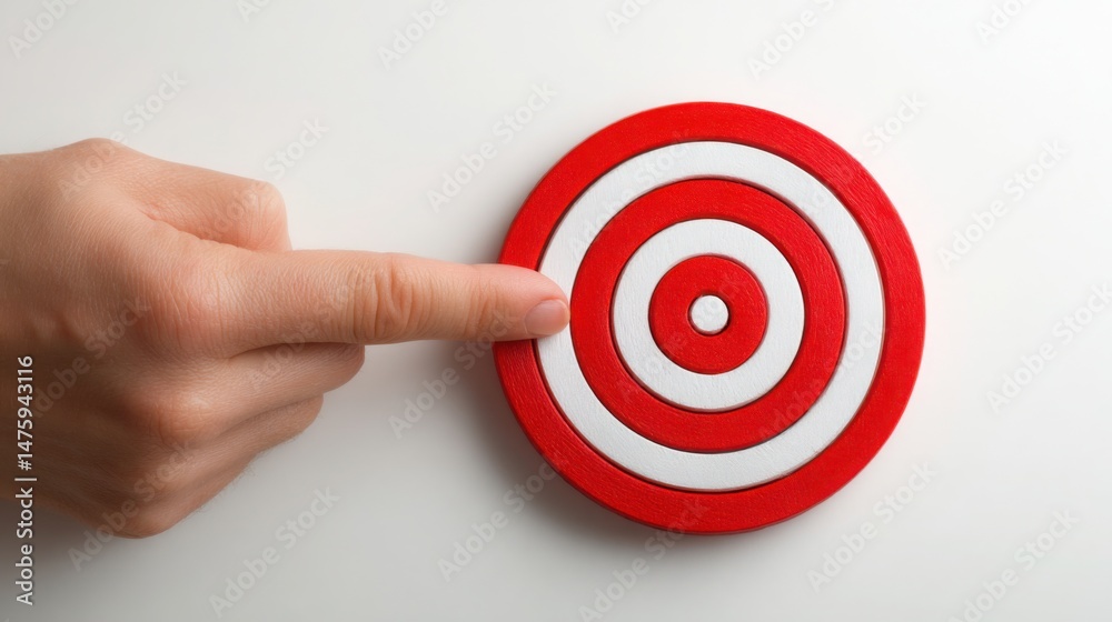 Poster hand pointing at a red symbolizing value-centered strategy and purpose-aligned growth in business de