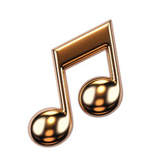 Golden Metallic Eighth Note with Reflective Surface