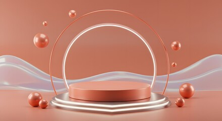 Abstract Coral Product Display Platform Minimalist 3D Render