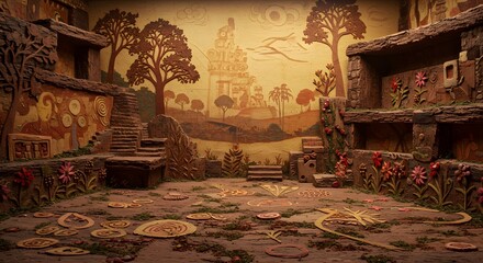 Whimsical Stop Motion Village Fantasy Landscape Artwork