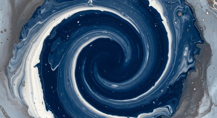 Abstract Swirling Blue and White Paint Texture A mesmerizing visual of fluid art