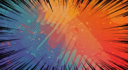 Abstract Burst of Color Vibrant Digital Art Background