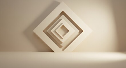 Abstract Beige Diamond Shapes Minimalist Geometric Wall Art Background