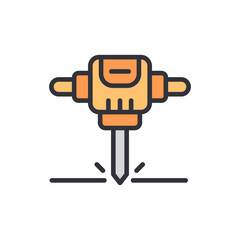 Isolated Construction Jackhammer Illustration On A Transparent Layer