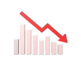 Falling Chart with Downward Arrow Shows Economic Decline