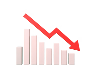 Falling Chart with Downward Arrow Shows Economic Decline