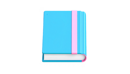 Closed Notebook With Pink Band on Transparent Background