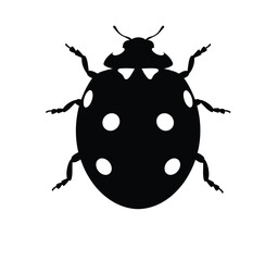 Obraz premium Lady bug silhouette. This image shows a black and white design of a ladybug with distinct antennae and spotted wings, resembling a beetle. Vector clipart illustration design.