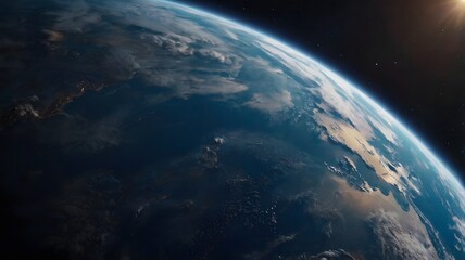 Obraz premium Cinematic shot of planet earth globe clouds and space background