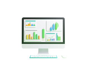 Analyzing Data on Computer Screen with Charts and Graphs