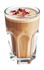 Creamy Beverage with Rose Petals and Cinnamon Topping
