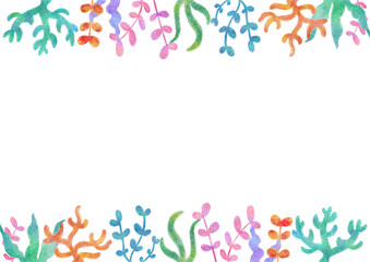 カラフル　珊瑚　海　水彩　イラスト