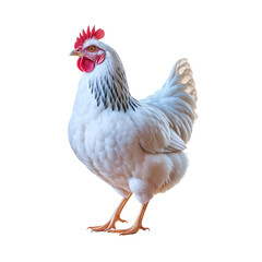 Vibrant White Chicken with Red Comb and Wattle