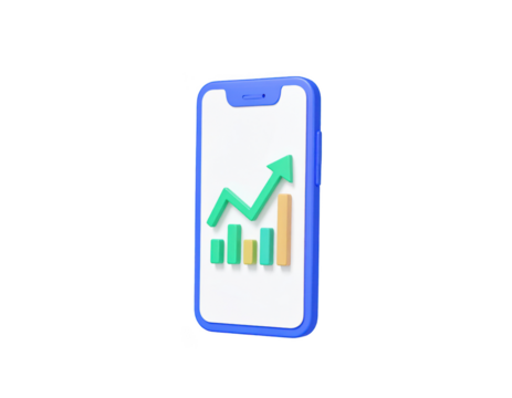 Rising Chart on Mobile Phone Display Showing Growth
