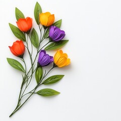 Obraz premium Colorful Artificial Flower Bouquet on White Background