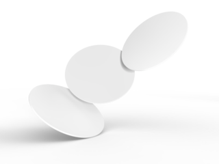 Round drink or beer coaster mockup set, isolated on background. Protection bierdeckel for beer glasses, bottle, can, cup holder. Empty bottle coaster lying template for beverage branding. 3d render