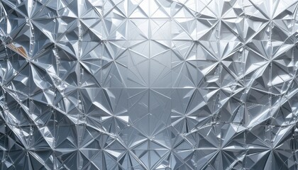 Abstract Geometric Faceted Surface with Reflective Silver and Gr