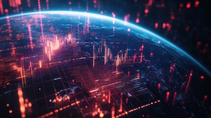 Fototapeta premium Global Network: Data Streams Across the Planet