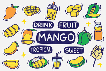 set of mango with color good for background, wallpaper, element design, icon, etc