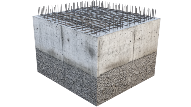 Concrete foundation base.  Reinforced concrete slab on a rough base