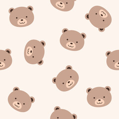 Fototapeta premium Seamless pattern of bear on pastel