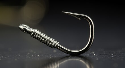 Close-up of a Shiny Fishing Hook with a Spring