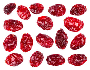 Dried cranberries arranged in a grid pattern