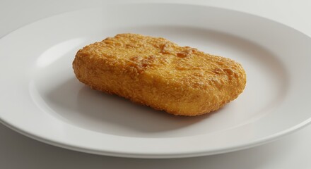 Fried Cutlet on White Plate