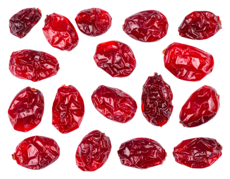 Dried cranberries arranged in a grid pattern