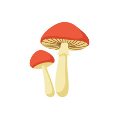 Simple Red and Beige Mushrooms Vector Illustration