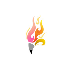 pencil logo and burning flames, education logo, colorful logos