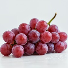 Fresh Red Grapes with Water Droplets on Light Background. Generative AI.