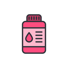 Obraz premium Bright Pink Ink Bottle Icon With Drop Graphic On Transparent Display