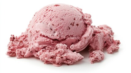 Obraz premium Delicious raspberry ice cream ball isolated on white background close-up