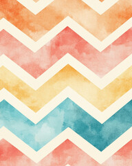 Fototapeta premium Colorful chevron pattern with pastel hues and watercolor effect
