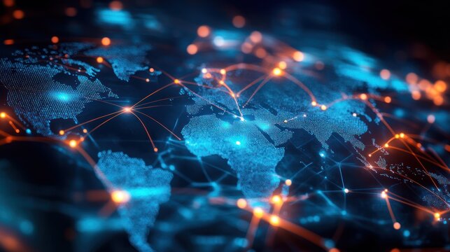Global Network Connections: A Visual Representation of Worldwide Digital Interconnectivity