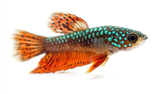 Detailed studio shot of a Betta imbellis displaying vibrant colors and patterns