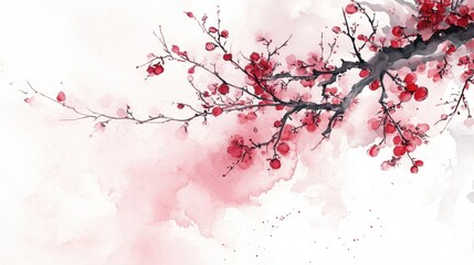 Chinese style ink wash flower painting